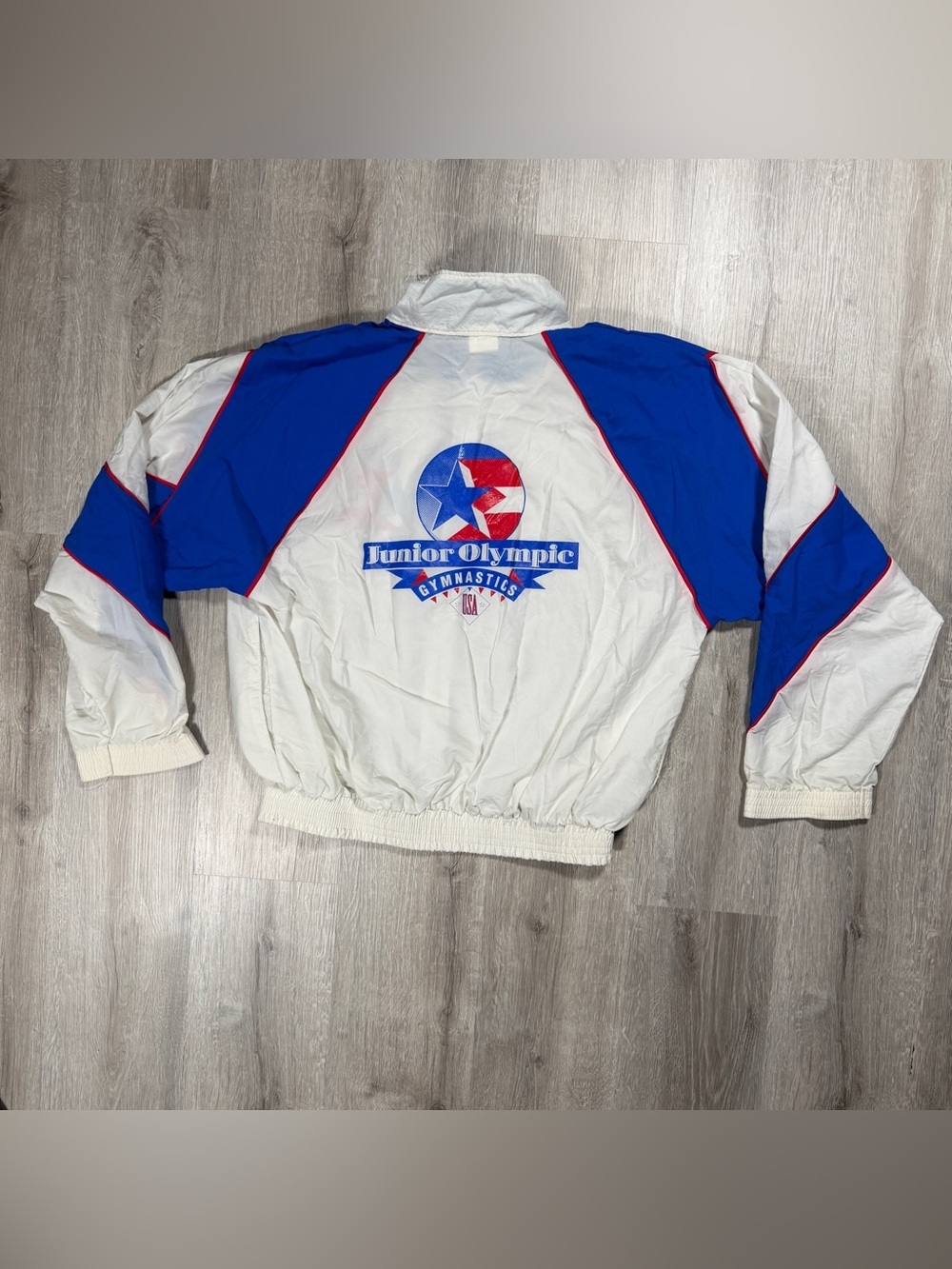 Junior Olympic Gymnastics USA Windbreaker Jacket - White & Royal Blue